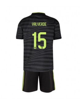 Real Madrid Federico Valverde #15 Ausweichtrikot für Kinder 2022-23 Kurzarm (+ Kurze Hosen)